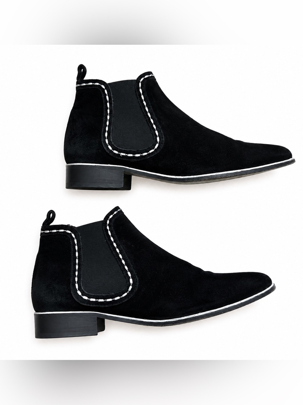 Gerard Darel Black Suede Ankle Boots silver stitching